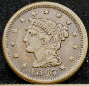 1847 Braided Hair Large Cent