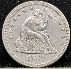 1857 Seated Liberty Silver Quarter Dollar