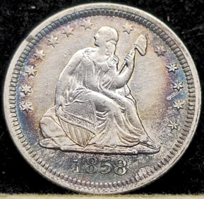 1858 Seated Liberty Silver Quarter Dollar