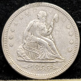 1855 Seated Liberty Silver Quarter Dollar