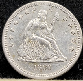 1860 Seated Liberty Silver Quarter Dollar