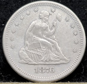 1876-S Seated Liberty Silver Quarter Dollar