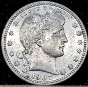 1907-S Barber Silver Quarter Dollar