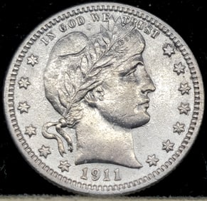 1911 Barber Silver Quarter Dollar