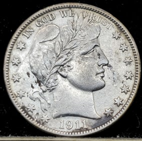 1911-S Barber Silver Half Dollar