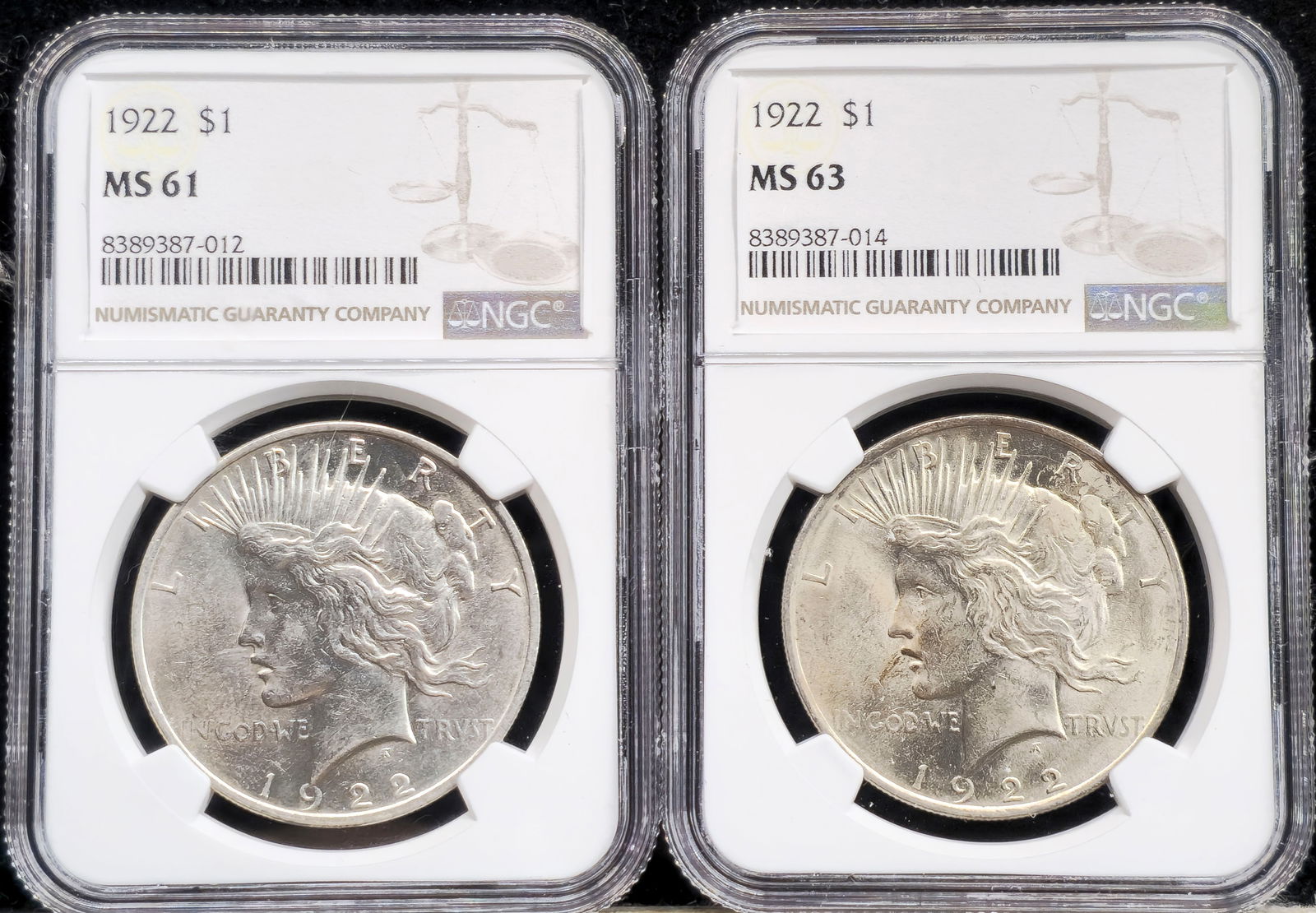 1922 Peace Dollars (1 of 5)