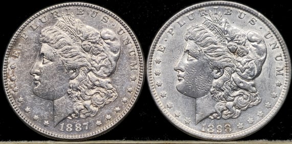 1887 & 1898 Morgan Silver Dollars