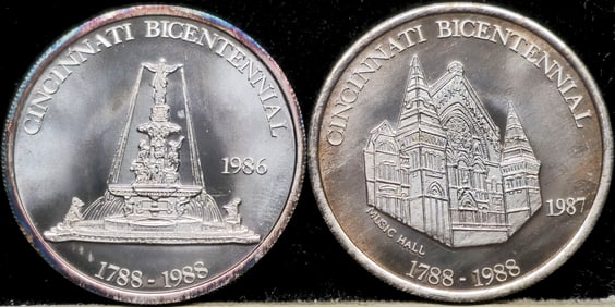 Cincinnati Bicentennial 1oz. Silver Art Rounds