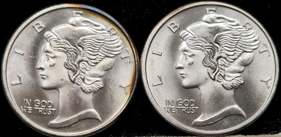 1oz. Mercury Dime Silver Art Rounds
