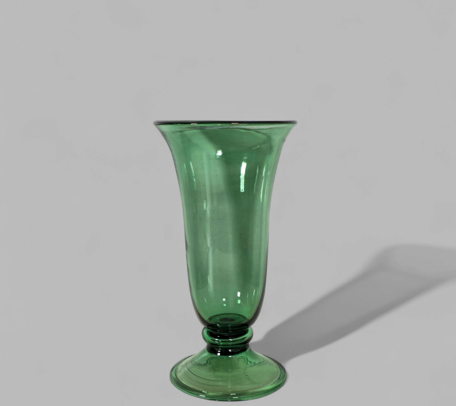 MCM Hand Blown Green Glass Trumpet Vase (1 of 6)