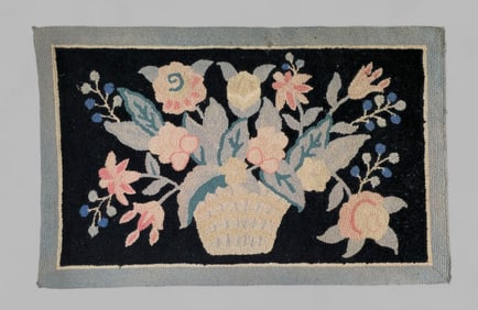 Folk Art Flower Basket Needlepoint Rug