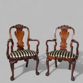 Kindel "Winterthur Collection" Chippendale Style Armchairs