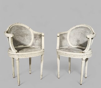 French 19th Century Louis XVI Style Barrel Armchairs