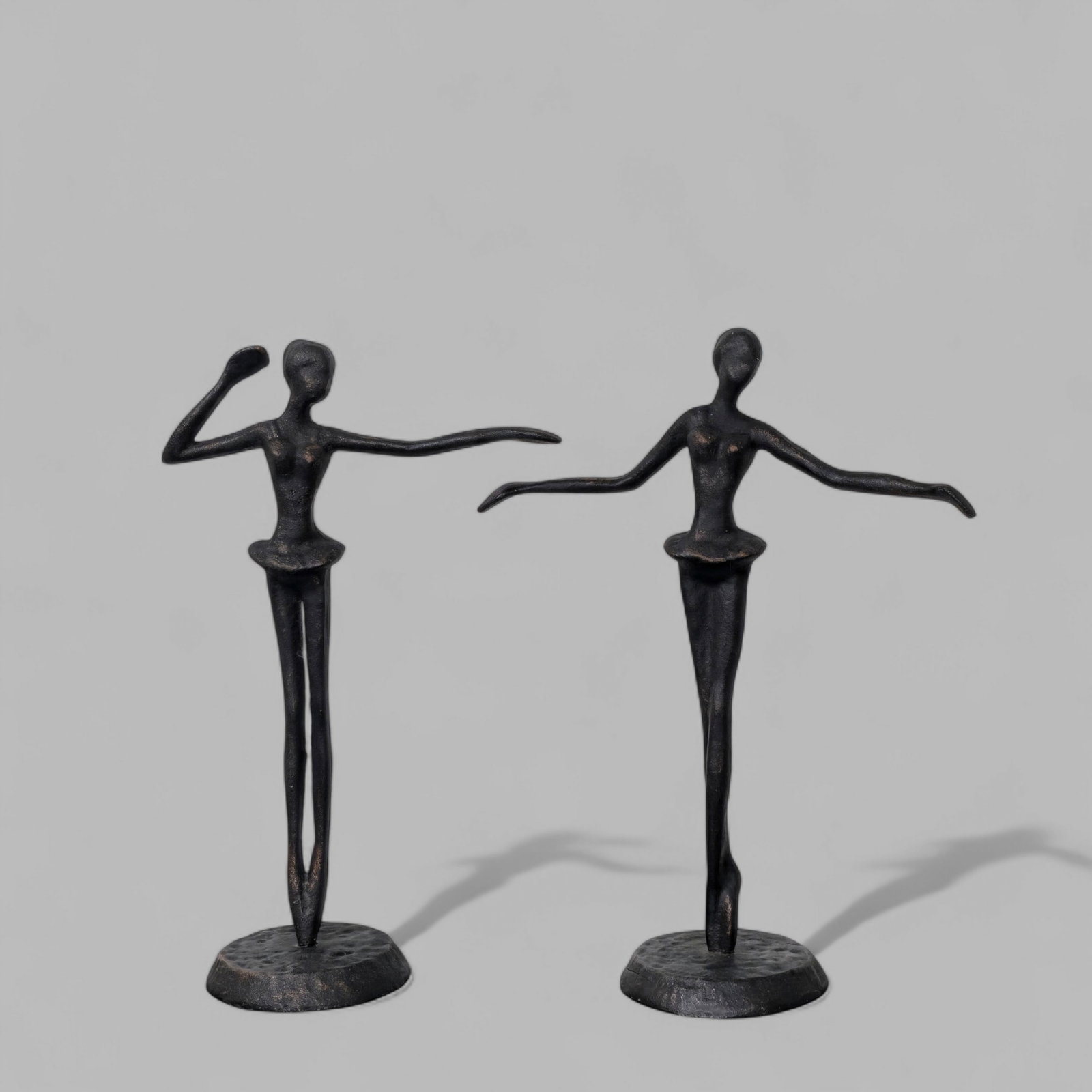 Bronze Sculptures of Ballerina's: Bronze Sculptures of Ballerinas, (2) total. 8 1/2w x 3 1/2d x 11 3/8h and 7w x 3 1/2d x 11 3/8h.
