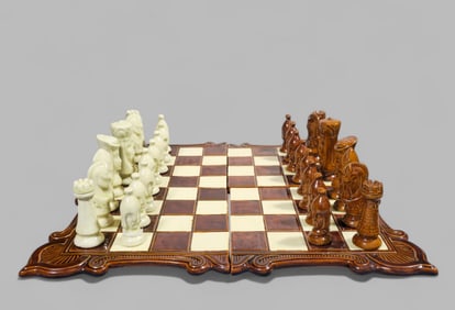Glazed Pottery Chess Set