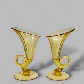 Cambridge Mandarin Gold Cornucopia Vases