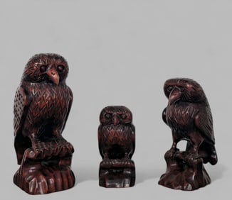Carved MCM Graduated Owls