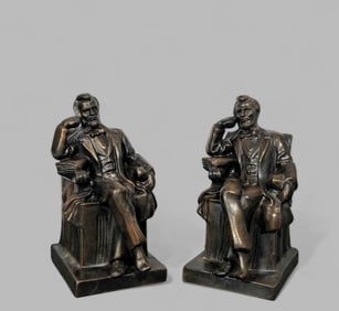Bronzed Metal Abe Lincoln Bookends