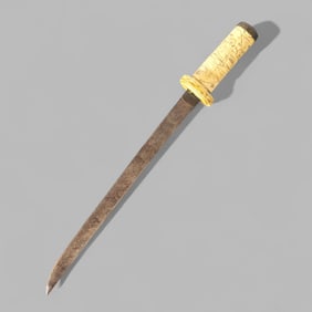 19th Century Japanese Wakizashi with Carved Handle