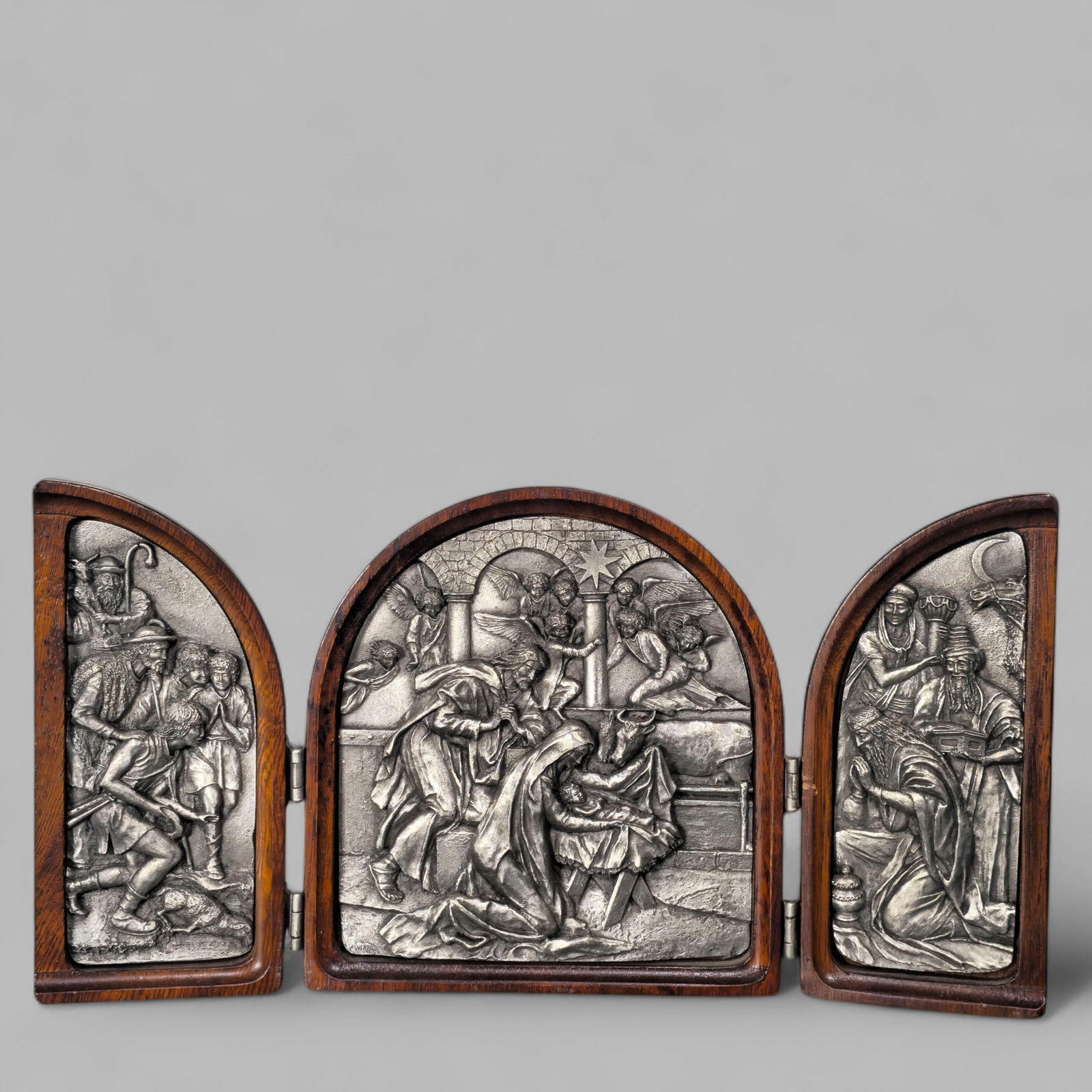 Vintage Pewter Triptych Nativity Scene (1 of 9)