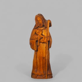 19th Century Carved Wall Sculpture of Jesus Carrying Lamb