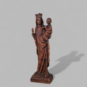 Lucien Pessey Carved Mother Mary & Baby Jesus