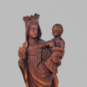 Lucien Pessey Carved Mother Mary & Baby Jesus