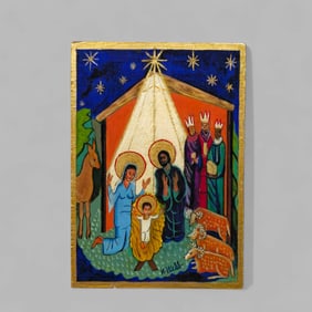 Kathryn Webb (20th Century) Oil, Nativity Scene