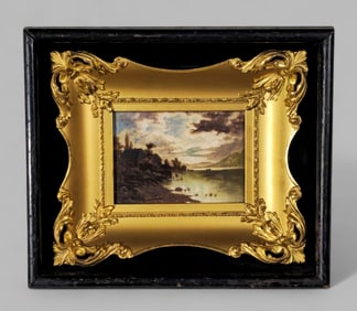 19th Century Oil, Hudson Valley River Scene