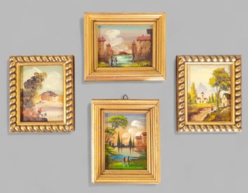 Assembled Miniature Oil Paintings, Signed Sessa & Valls
