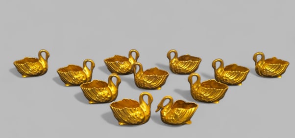 19th Century William Lycett Gilt Porcelain Salts