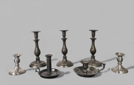 Assembled 19th & 20th Century Pewter Candlesticks