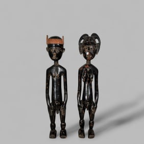 African Baule Wood Carved Figures