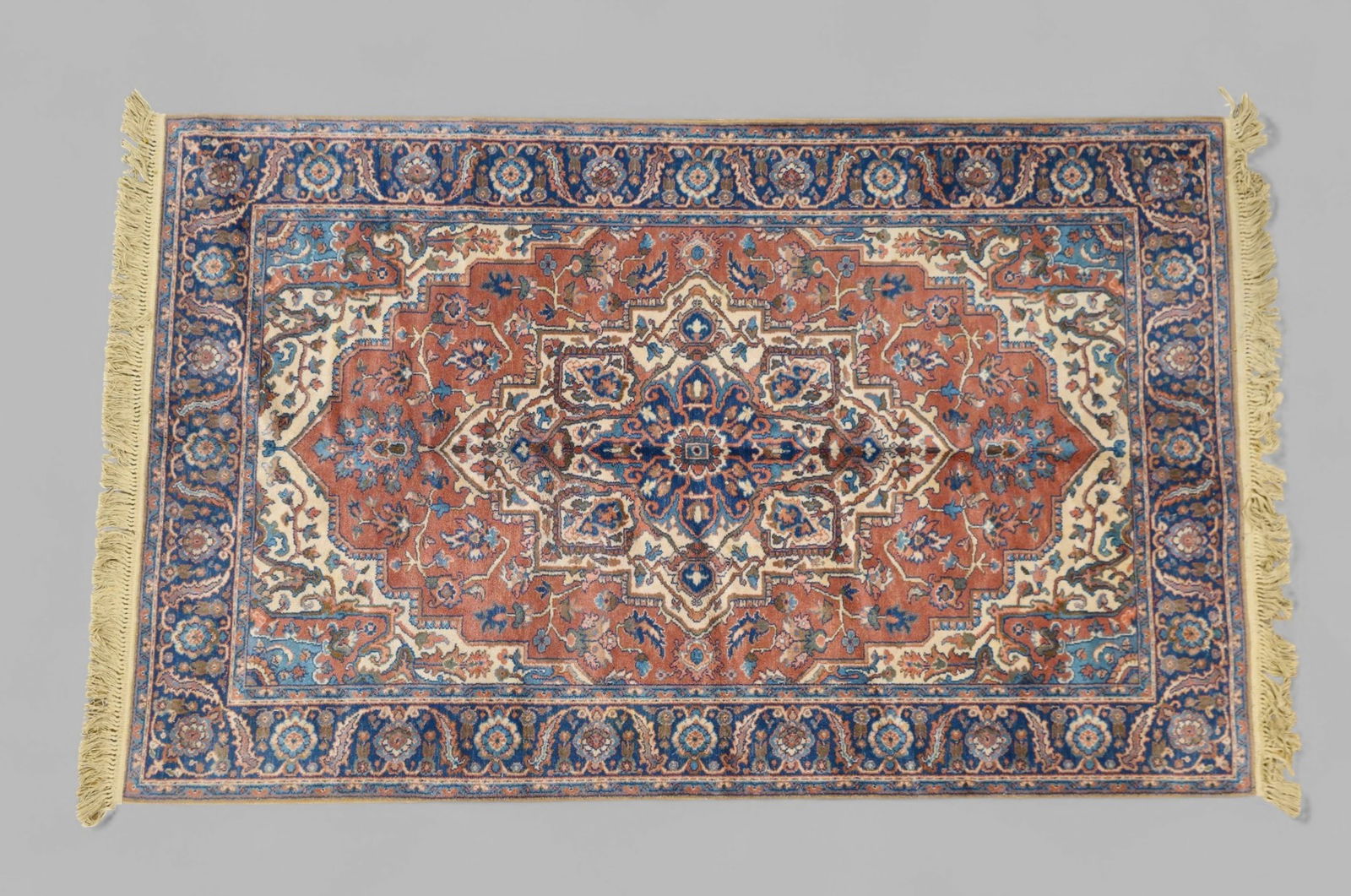 Karastan Ivory & Rose Kashan: Karastan Ivory & Rose Kashan, manufacturer's label to verso. 5' 9" x 9'.