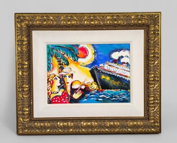 Zamy Steynovitz "Tropical Paradise" Serigraph on Woven Paper