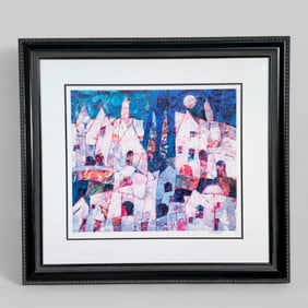 Harry Guttman "City Square" Serigraph on Woven Paper