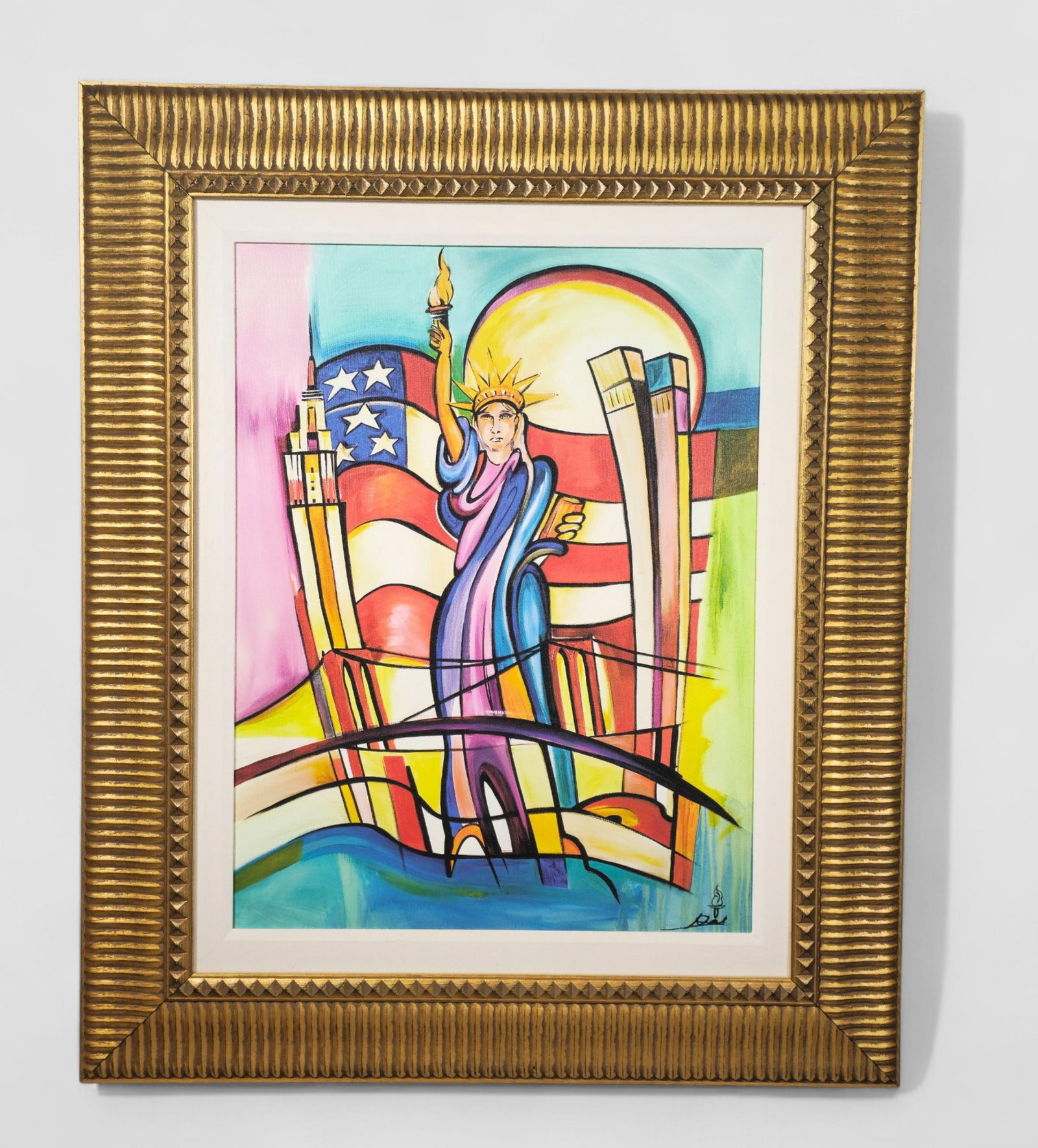 Alfred Gokel "Lady Liberty" Giclee: Giclee in color on canvas "Lady Liberty" by Alfred Gokel (B. 1952) (Germany). Signed lower right and numbered. From the numbered edition of 240 (45 European artist's proofs, 45 artist's proofs, 45 hor