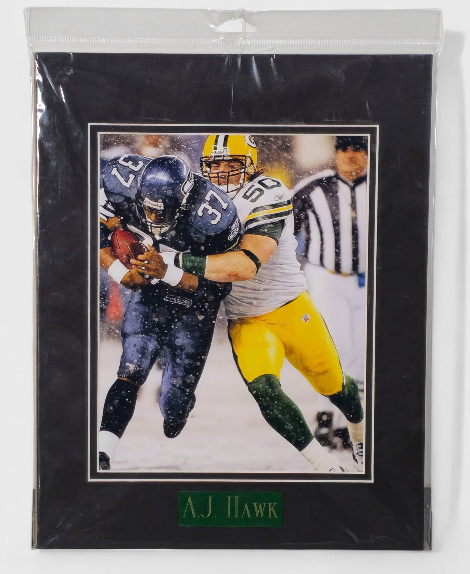 A.J. Hawk Photo: Photo of The Green Bay Packers A.J Hawk. Sight- 9 1/2 x 7 1/2 Frame- 14 x 11
