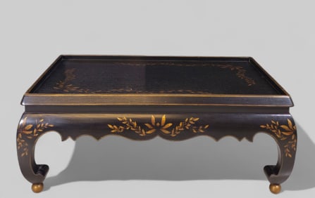 French Style Black Lacquered Coffee Table