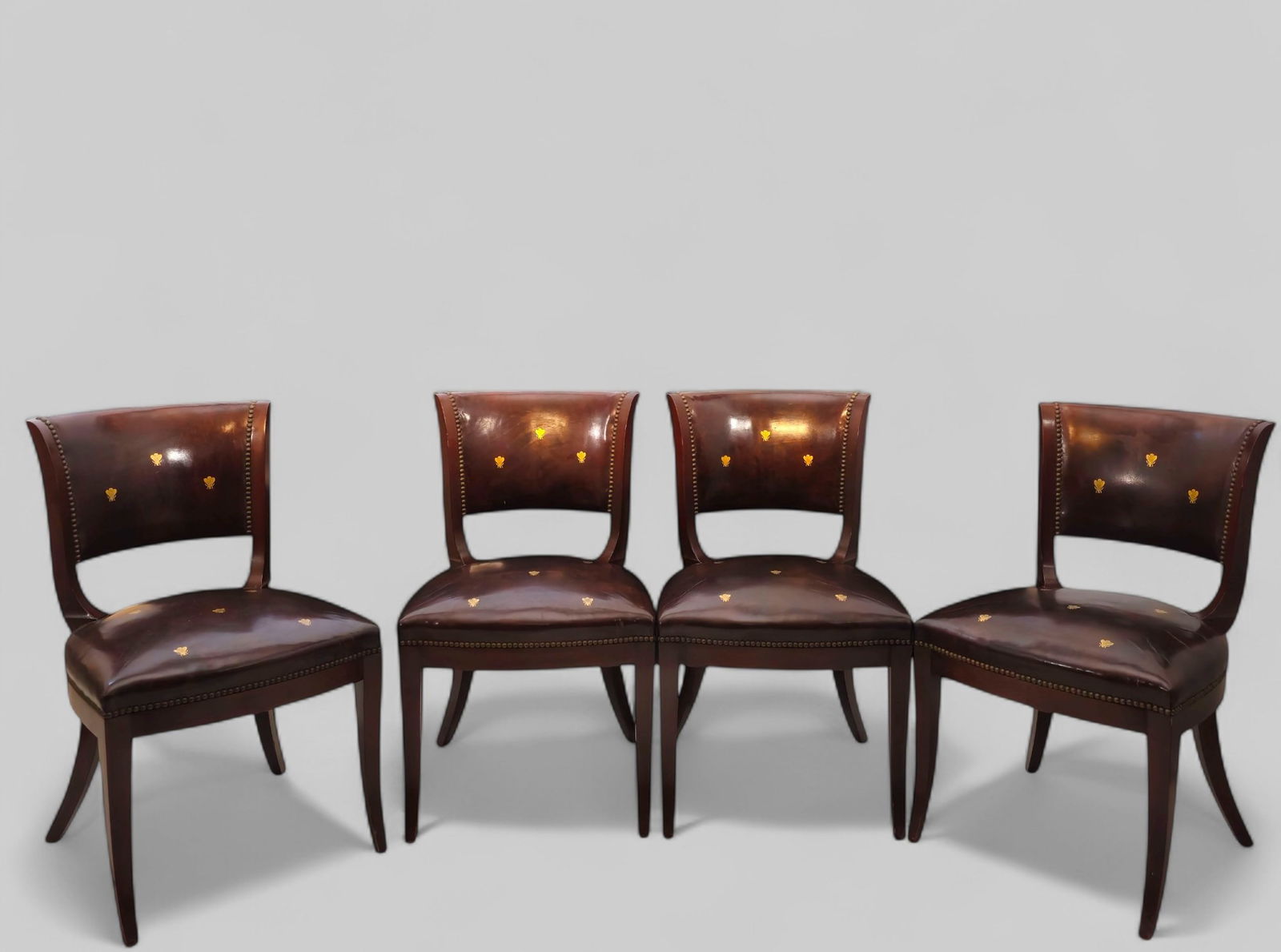 Outstanding Heritage Gilt Napoleonic over Leather Dining Chairs. (1 of 11)