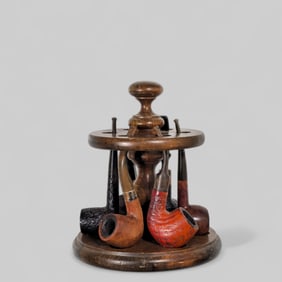Pipe Holder and Antique Smoking Pipes