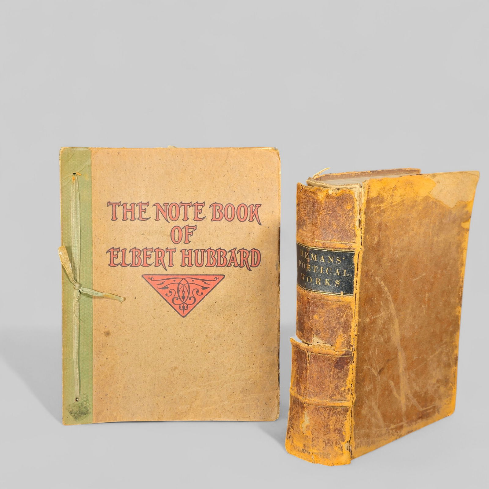 The Notebook of Elbert Hubbard Roycrofters Plug.: The Notebook of Elbert Hubbard Roycrofters Plug. Poetic works of Felicie Hemans. Copyright 1927 and 1858. Poetic Works published by Phillips, Sampson and Company. Larger Book - 8 1/2w x 10 1/2d x 2h.