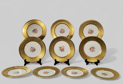 Pickard Gold Encrusted Porcelain Dinner Plates