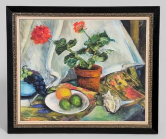 1940s Oil on Canvas, Still Life of Table Objects