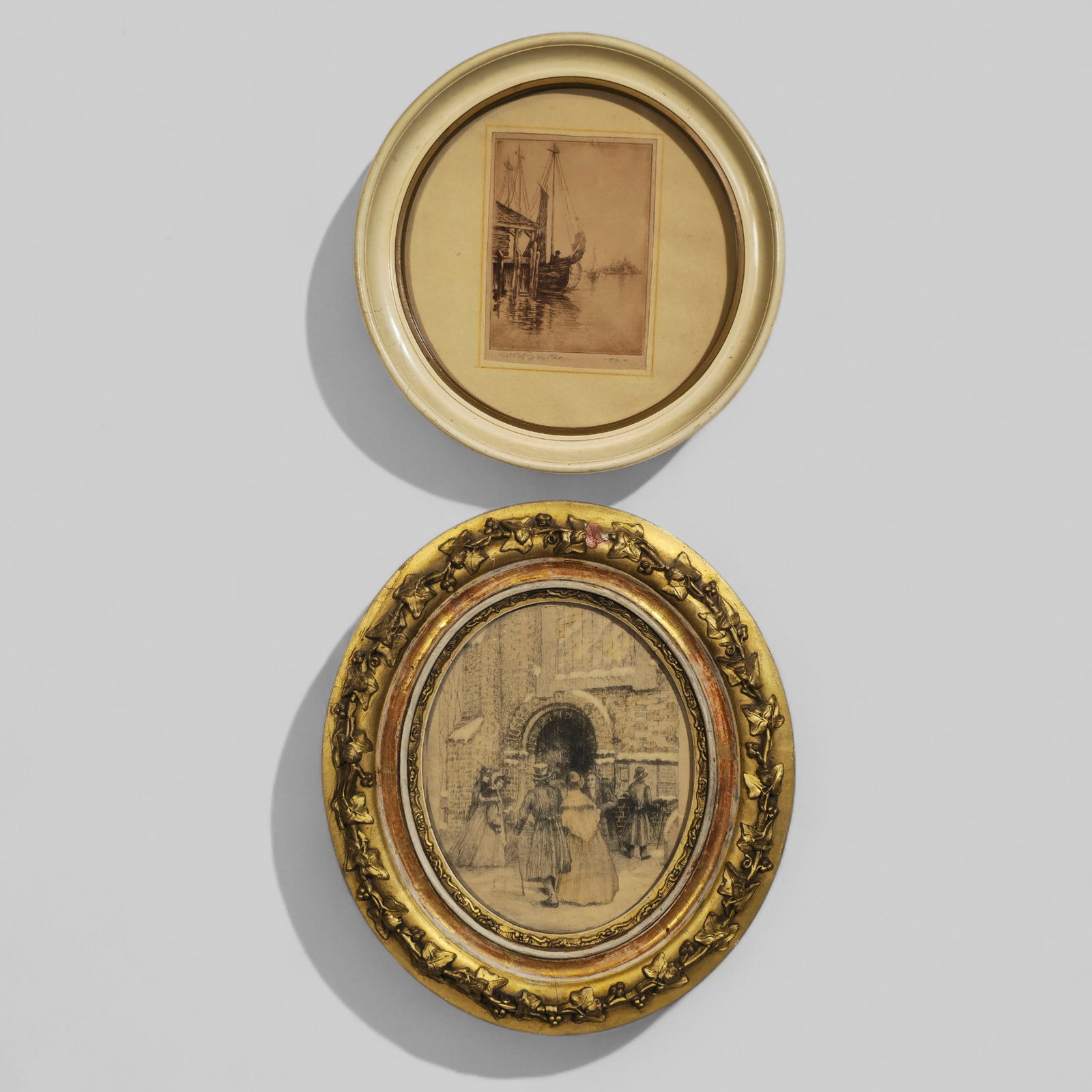 W.B. Robertson (19/20th Century) Engravings Christmas Morning and Ship Dock (1 of 9)