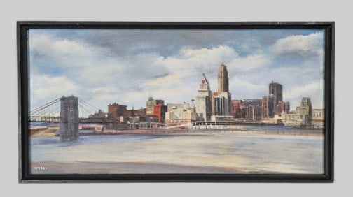 Weber (20th Century) Oil, Cincinnati Skyline