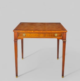 Heritage Henredon Tooled Leather Top Game Table.