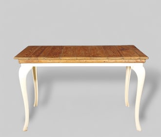 Pine and Cast Iron Industrial Work Table