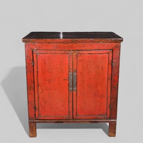 Chinese Elmwood Two Door Cabinet
