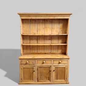 19th Century Two Part Pine Country Cupboard